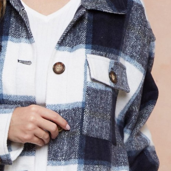 Brushed Flannel Plaid Button Long Coats - Picture 4 of 11